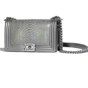 Chanel Boy Bag Silver Python reproduction